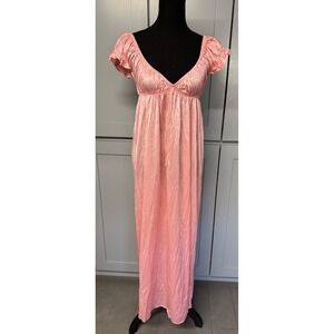 JRS By BARAD 80'S Pink Nightgown NYLON Full Length Gown Sz 9 (S/M) Babydoll maxi